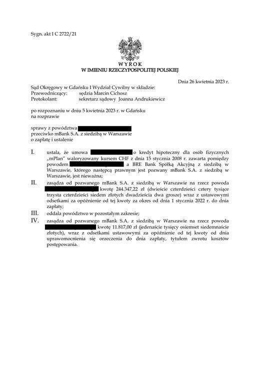 Skan: Wyrok Sądu Okręgowego w Gdańsku
