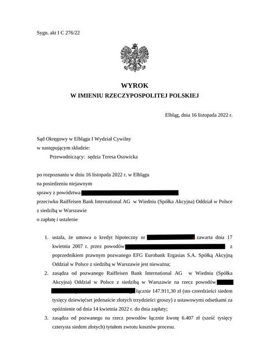 Skan: Sygn. akt I C 276/22, wyrok z 16 listopada 2022 r. (str. 1/2)